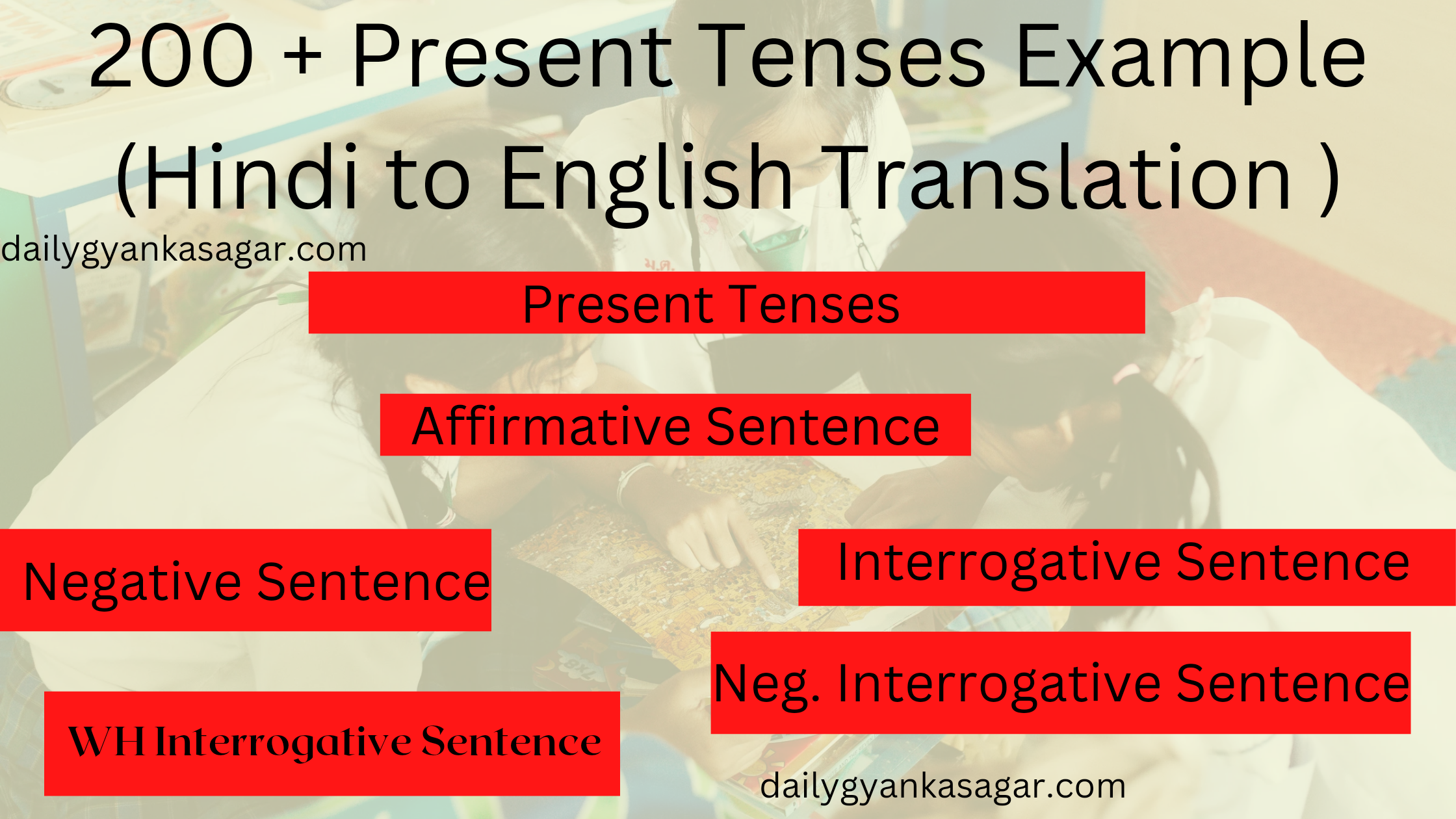 200 + Present Tenses Example (Hindi to English Translation )