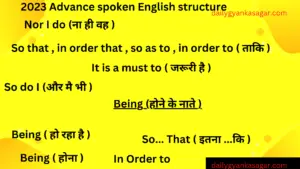 2023 advance spoken english structure (Hindi to English )