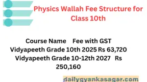 Physics Wallah fee structure for class - 10
