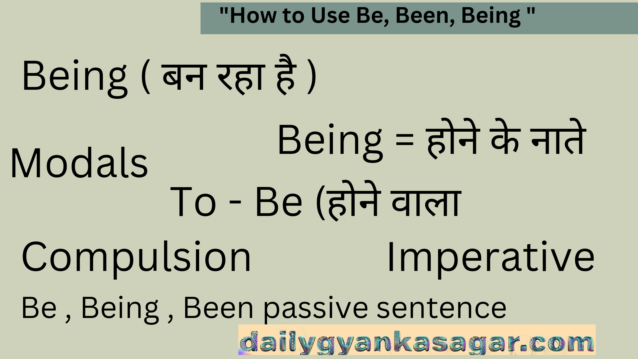 How to use Be, Been,Being